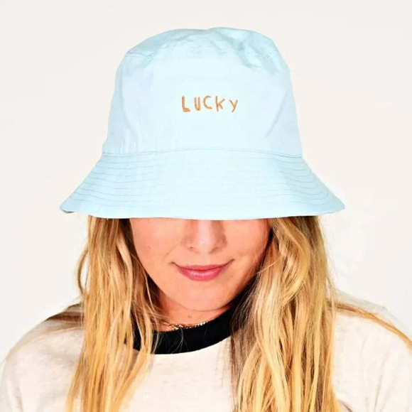 Kerri Rosenthal Women's Cotton Bucket Hat in Smiley Saltwater O/S (MSRP $128) - Picture 2 of 7